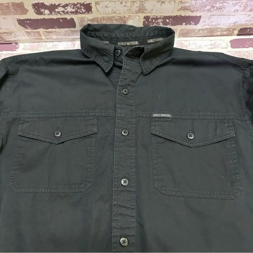 Harley-Davidson Black Lightweight Shirt Jacket with Iconic Eagle Design